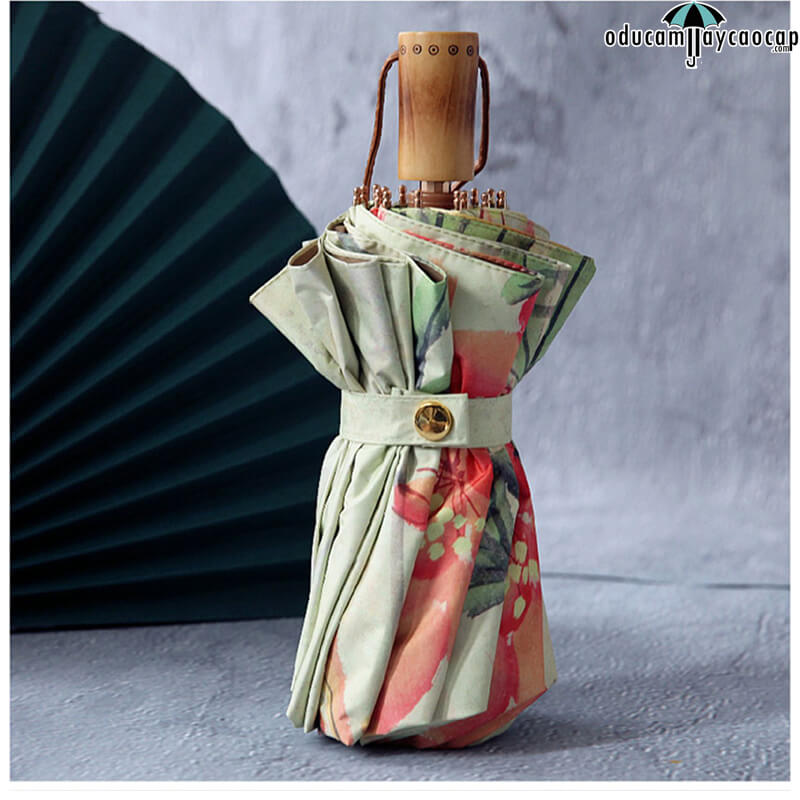 Ô dù cầm tay cao cấp 16 xương nhập khẩu chống UV Vintage flowers