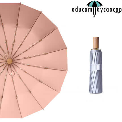 Ô dù cầm tay cao cấp 16 xương nhập khẩu chống UV Silver Pink