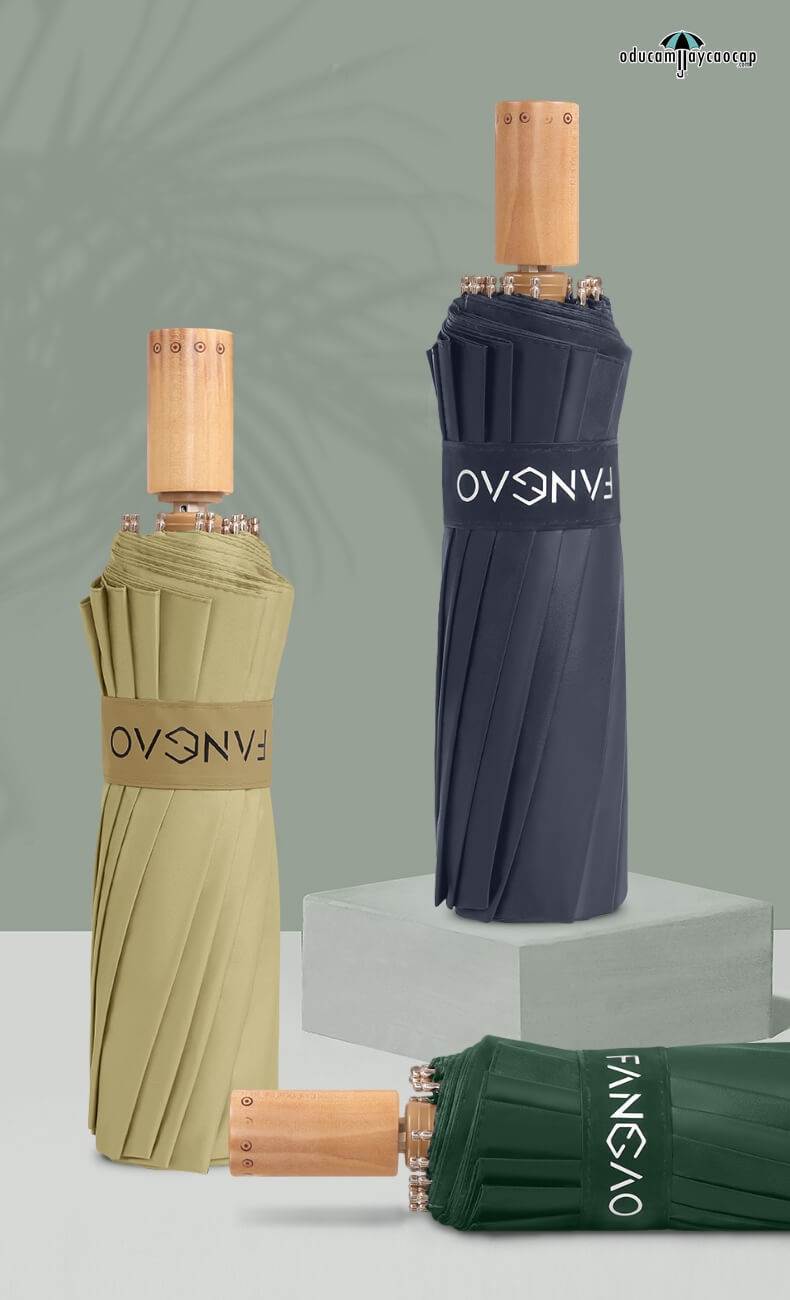 Ô dù cầm tay cao cấp 16 xương mạ vàng Dark Green double Ô dù cầm tay cao cấp 16 xương mạ vàng Dark Green double