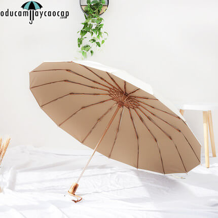 Ô dù cầm tay cao cấp 16 xương mạ vàng nhập khẩu chống UV trắng - kem Ô dù cầm tay cao cấp 16 xương mạ vàng nhập khẩu chống UV trắng - kem