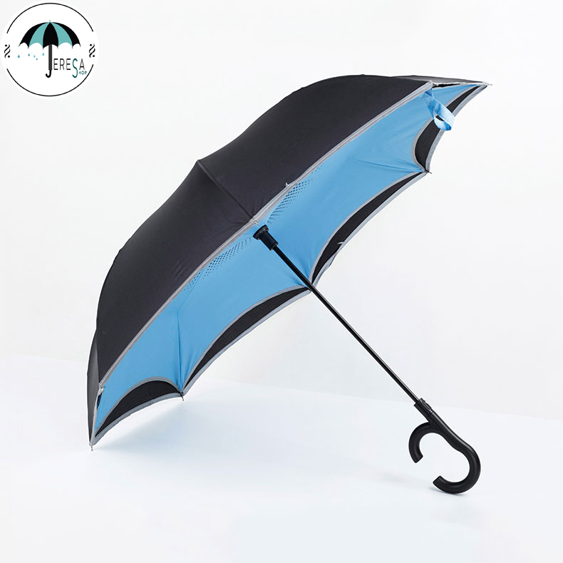 Ô gấp ngược phản quang Black-Blue Ô gấp ngược phản quang Black-Blue