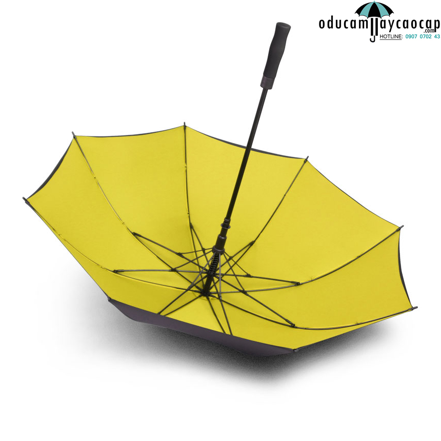 Ô dù cầm tay cán dài và thẳng cao cấp 2 lớp chuyên dụng cho sân Golf đen vàng
