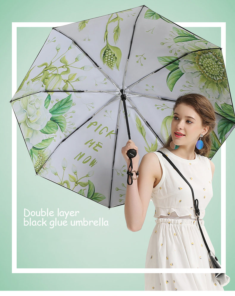 Ô cầm tay cao cấp hoa trắng xanh (white)