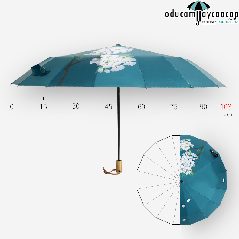 Ô dù cầm tay cao cấp nhập khẩu chống UV hoa anh đào xinh Ô dù cầm tay cao cấp nhập khẩu chống UV hoa anh đào xinh