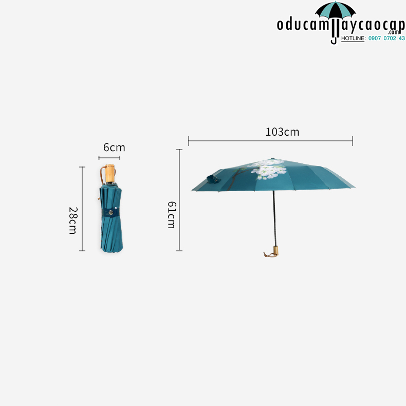 Ô dù cầm tay cao cấp nhập khẩu chống UV hoa anh đào xinh Ô dù cầm tay cao cấp nhập khẩu chống UV hoa anh đào xinh