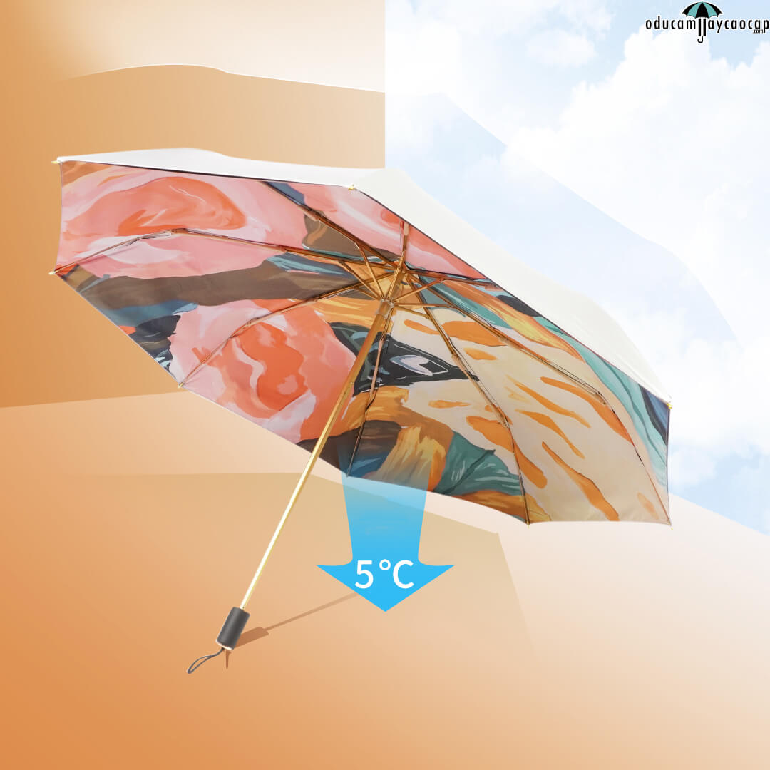 Ô dù cầm tay cao cấp có khả năng giảm 3-5 độ so với môi trường bên ngoài Ô dù cầm tay cao cấp có khả năng giảm 3-5 độ so với môi trường bên ngoài
