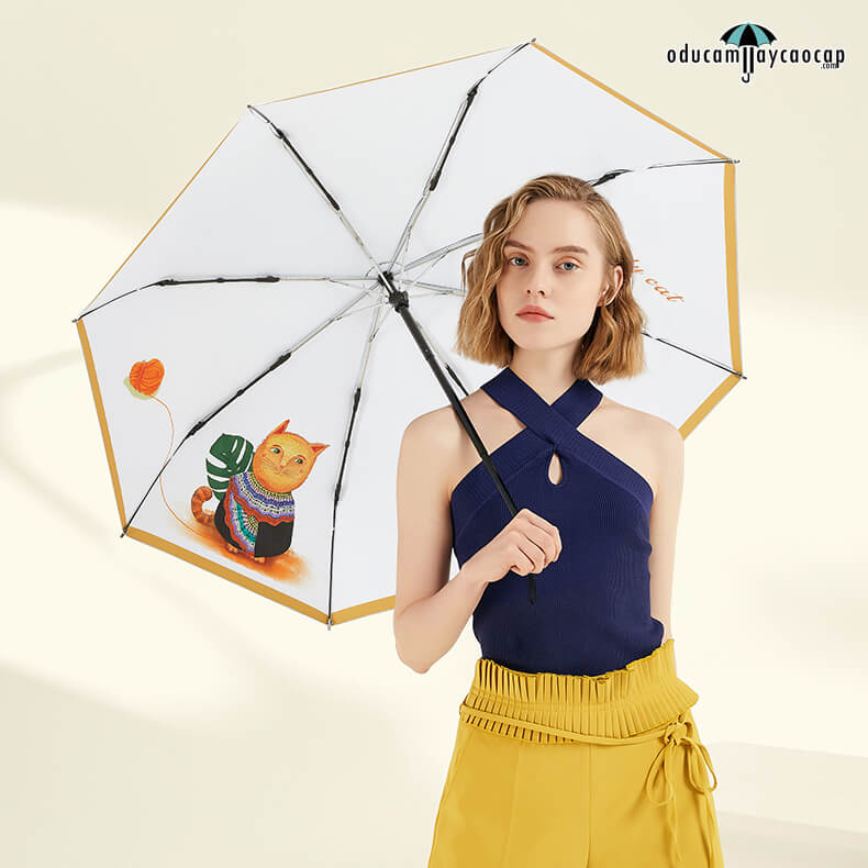 Lucky Cat - Ô dù cầm tay cao cấp tán bạc gấp 3 nhập khẩu chống UV Lucky Cat - Ô dù cầm tay cao cấp tán bạc gấp 3 nhập khẩu chống UV