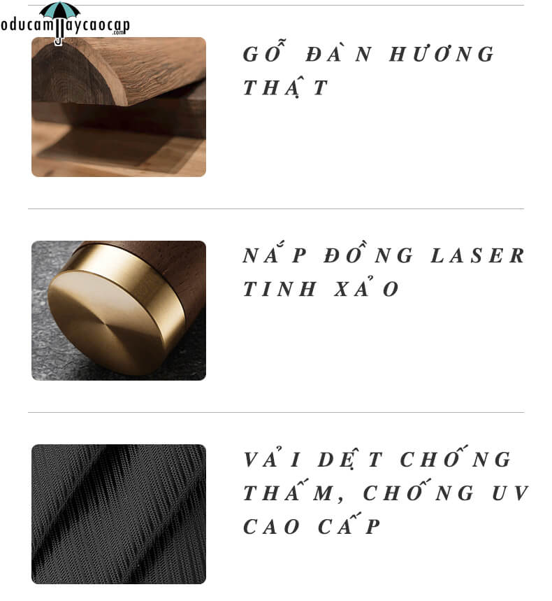 Ô dù cầm tay cao cấp cán dài siêu sang Gỗ mun Ô dù cầm tay cao cấp cán dài siêu sang Gỗ mun