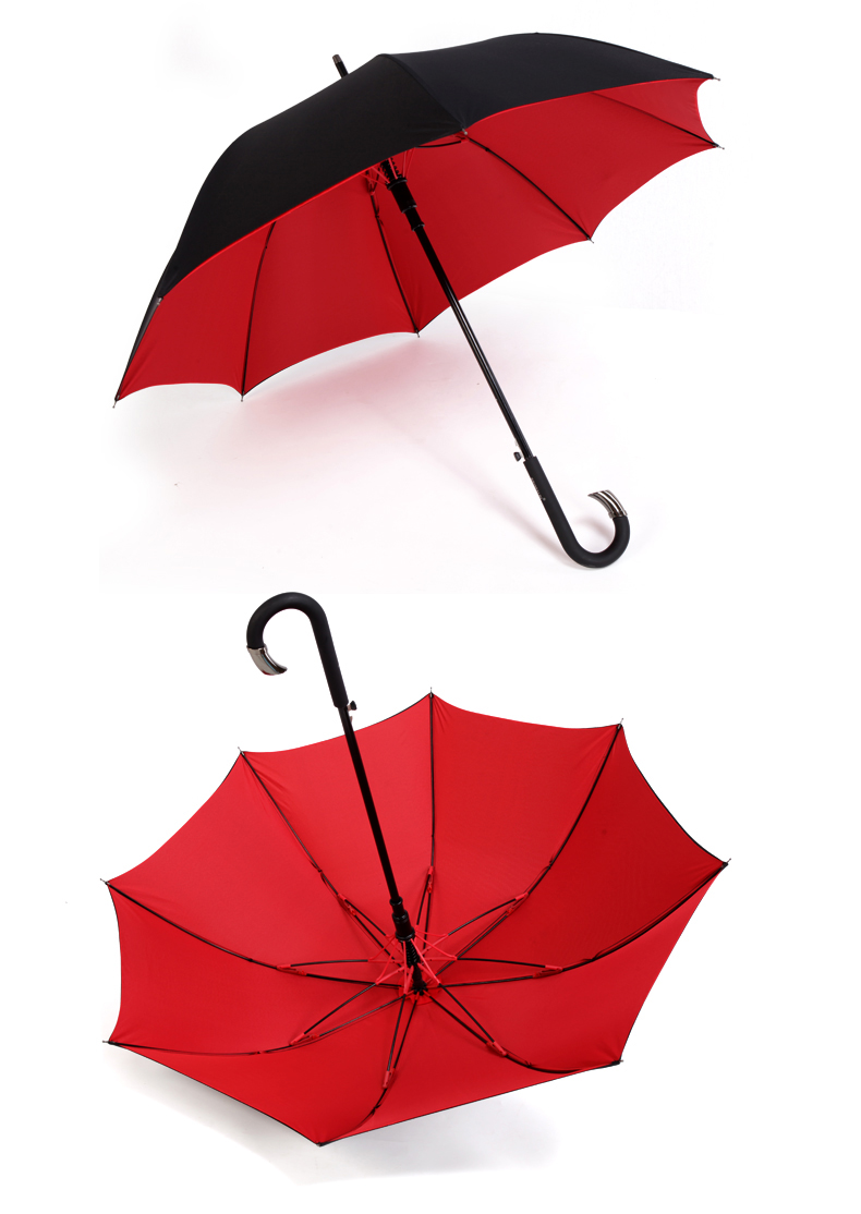 Dù chơi Golf cán dài cao cấp Color Red tay cầm cong cổ điển