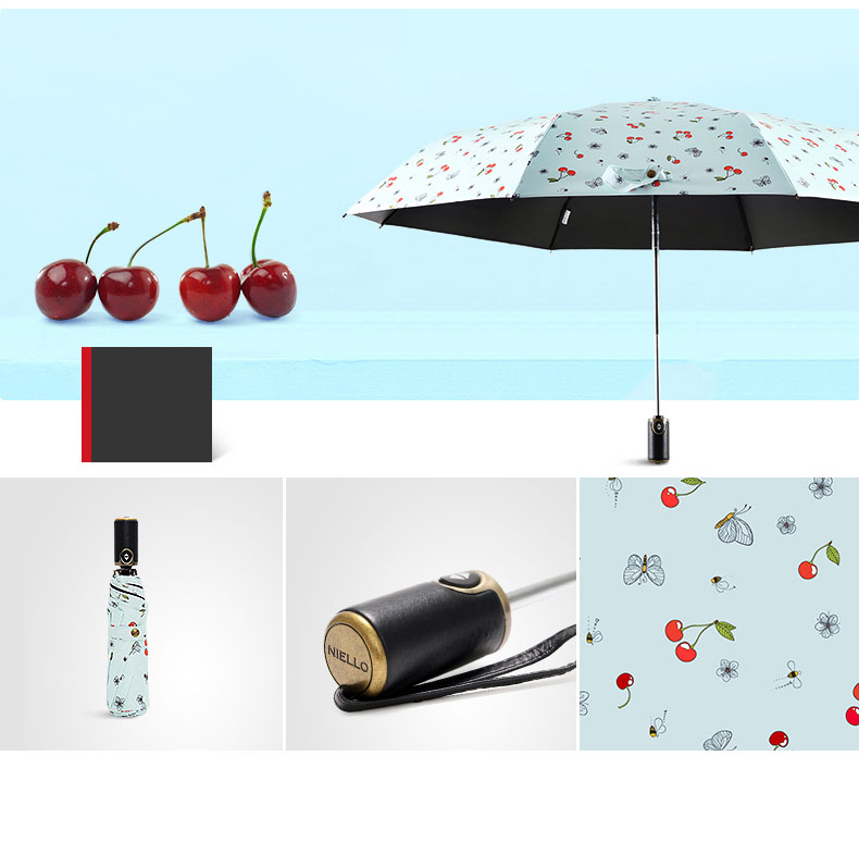 Mẫu ô họa tiết Cherry blue mang đến vẻ đẹp trong sáng và ngọt ngào